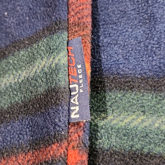 Vintage NAUTICA Multi Coloured Plaid NauTech Fleece 1/4 Zip Sweater Made USA XXL - Picture 7 of 8